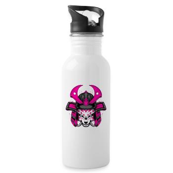 Kitsun Vaporwave Japanische Kami Vaporwave Kitsune - Trinkflasche mit integriertem Trinkhalm - Weiß - Rechts