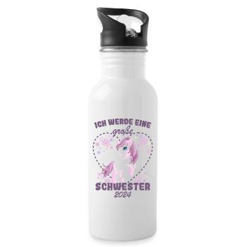 Ich Werde Eine Große Schwester 2024 - Trinkflasche mit integriertem Trinkhalm - Weiß - Rechts