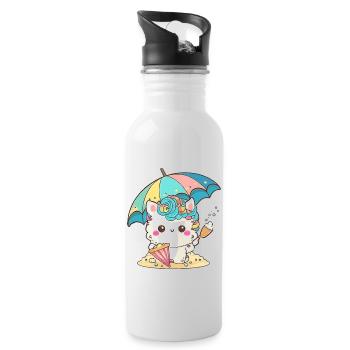 Licorne mignonne pour les enfants - Gourde avec paille intégrée - blanc - Droite
