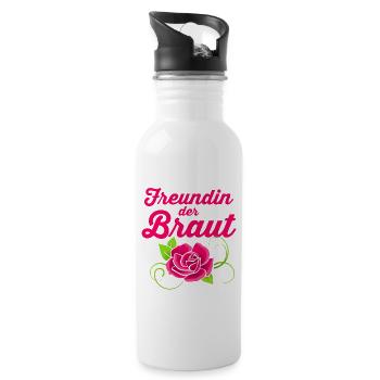 Freundin der Braut Rose Geschenk Hochzeit - Trinkflasche mit integriertem Trinkhalm - Weiß - Rechts