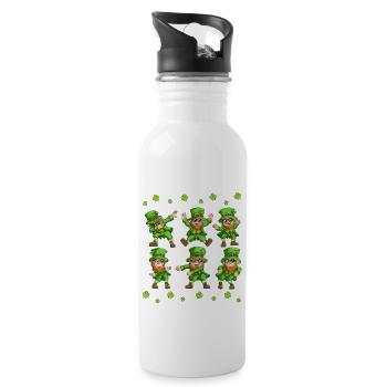 Dabbing Dancing Leprechaun Ireland St Patrick's Day - Water bottle with straw - white - Right