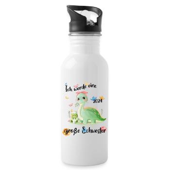 Ich Werde Eine Große Schwester 2024 - Trinkflasche mit integriertem Trinkhalm - Weiß - Rechts