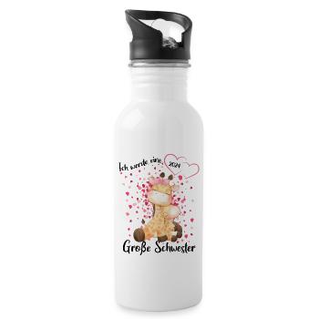 Ich Werde Eine Große Schwester 2024 - Trinkflasche mit integriertem Trinkhalm - Weiß - Rechts