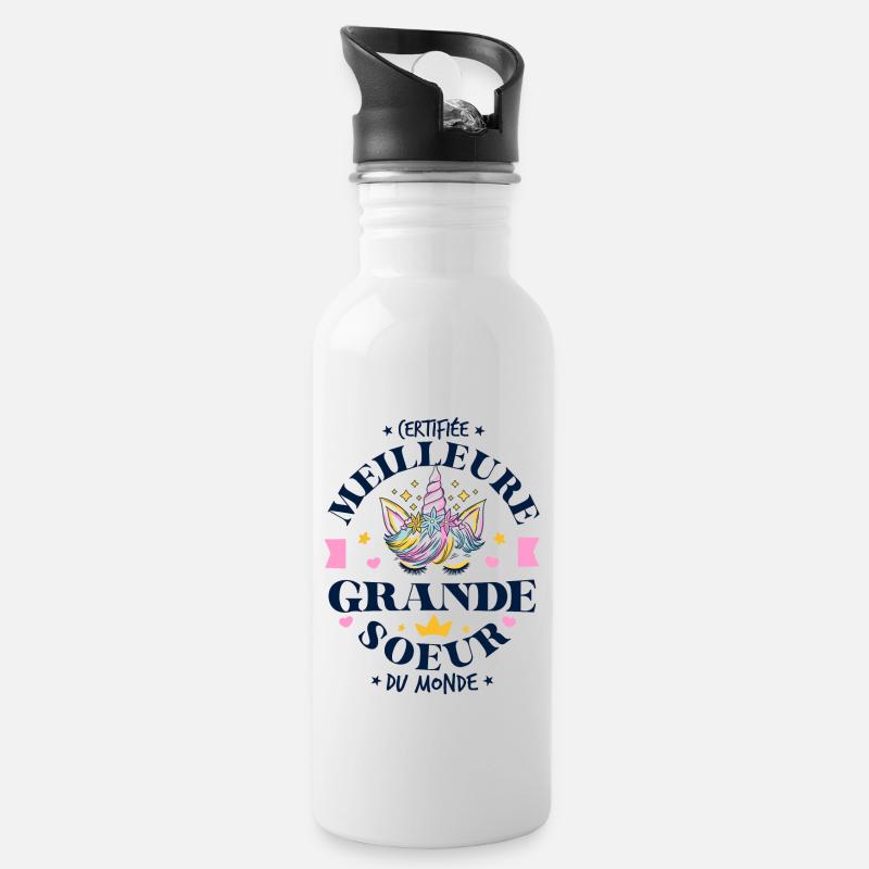 Certifiée Meilleure Grande Soeur du Monde - Gourde avec paille intégrée - blanc