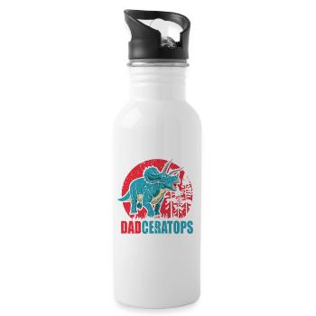 Dadceratops Dinosaurier Daddy Dino Reptil Vatertag - Trinkflasche mit integriertem Trinkhalm - Weiß - Rechts