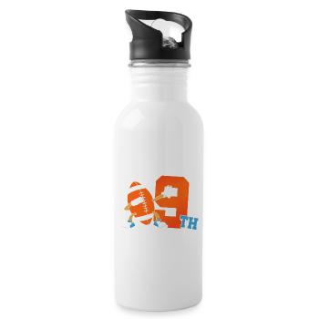 Es Ist Mein 9. Geburtstag American Football - Trinkflasche mit integriertem Trinkhalm - Weiß - Rechts