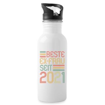 Weltbeste Ex-Frau seit 2021 Scheidungs - Trinkflasche mit integriertem Trinkhalm - Weiß - Rechts