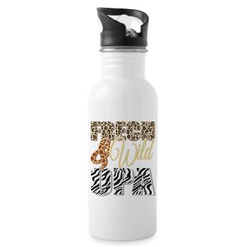 Frech und Wild wie Opa - Trinkflasche mit integriertem Trinkhalm - Weiß - Rechts