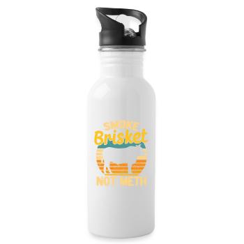 Smoke Brisket Not Meth Funny BBQ Lover Smoker - Trinkflasche mit integriertem Trinkhalm - Weiß - Rechts