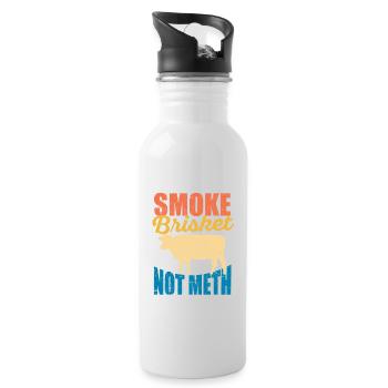 Smoke Brisket Not Meth Funny BBQ Lover Smoker - Trinkflasche mit integriertem Trinkhalm - Weiß - Rechts