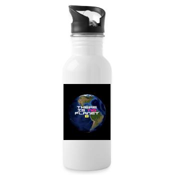 Es gibt keinen Planeten B - Trinkflasche mit integriertem Trinkhalm - Weiß - Rechts