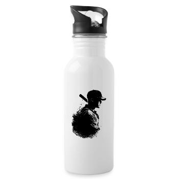 Baseball Spieler Silhouette - Trinkflasche mit integriertem Trinkhalm - Weiß - Rechts