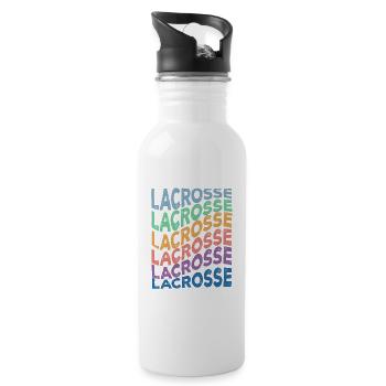 Lacrosse Sport Sportart Ball I Geschenk - Trinkflasche mit integriertem Trinkhalm - Weiß - Rechts