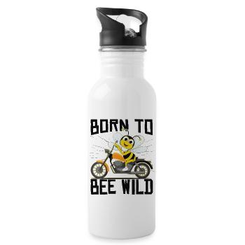Born To Bee Wild - Water bottle with straw - white - Right