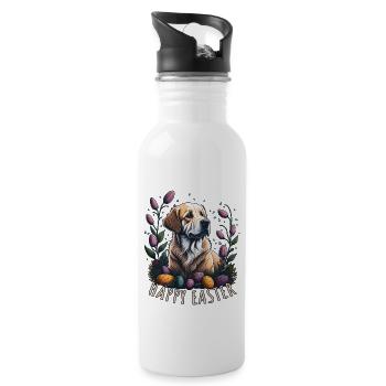 Golden Retriever au printemps Pâques Golden - Gourde avec paille intégrée - blanc - Droite