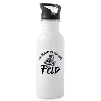 Mir reichts ich geh aufs Feld Polocrosse Trainer - Trinkflasche mit integriertem Trinkhalm - Weiß - Rechts