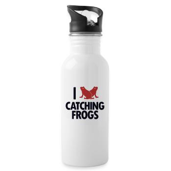I Love Catching Frogs Laubfrosch Kröte Frosch - Trinkflasche mit integriertem Trinkhalm - Weiß - Rechts