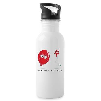 Laughter, balloon farts, lets the air out - Water bottle with straw - white - Right