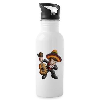 Mexican Guitar Musician Suit Dab Dabbing - Water bottle with straw - white - Right