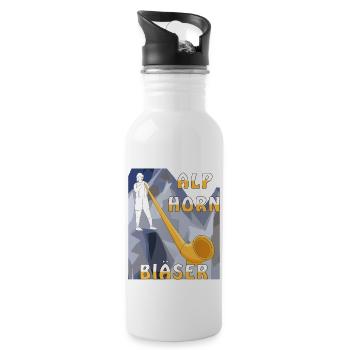 ALPHORN BLÄSER - Trinkflasche mit integriertem Trinkhalm - Weiß - Rechts