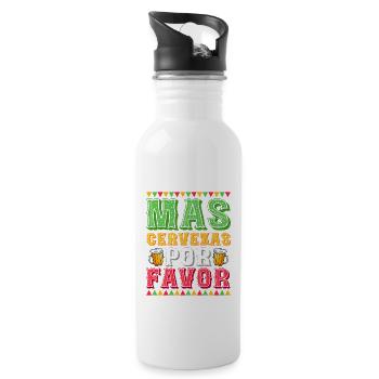 Mas Cervezas Por Favor Party Cinco De Mayo - Water bottle with straw - white - Right