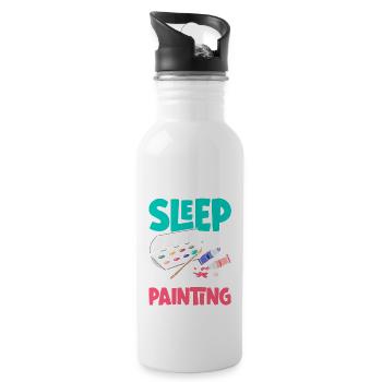 Why would I sleep when I could be Painting - Water bottle with straw - white - Right
