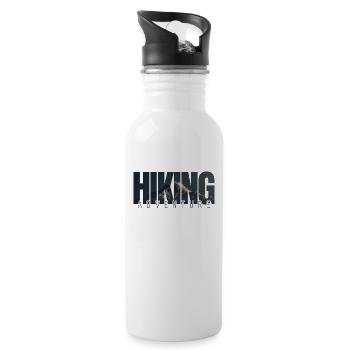 Lustiges Wandern, Abenteuer, - Trinkflasche mit integriertem Trinkhalm - Weiß - Rechts