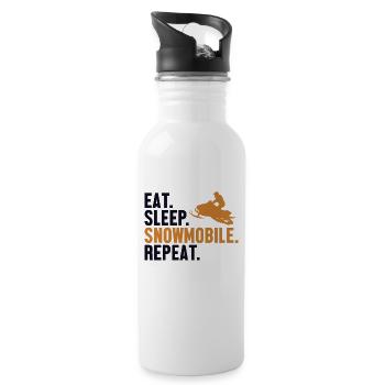 Eat Sleep Snowmobile Repeat Snowmobile Fahrer - Trinkflasche mit integriertem Trinkhalm - Weiß - Rechts