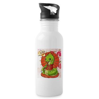 Year of the Serpent Lunar New Year Chinese - Water bottle with straw - white - Right