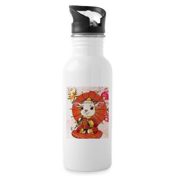 Year of the Goat Lunar New Year Chinese - Water bottle with straw - white - Right