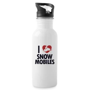 I love Snowmobiles Schneemotorrad Snowmobile - Trinkflasche mit integriertem Trinkhalm - Weiß - Rechts