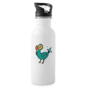 Dodo Bird aus Mauritius - Trinkflasche mit integriertem Trinkhalm - Weiß - Rechts