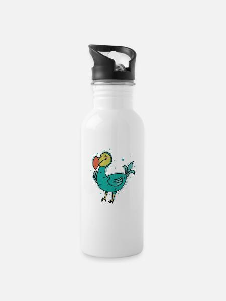 Dodo Bird aus Mauritius - Trinkflasche mit integriertem Trinkhalm - Weiß