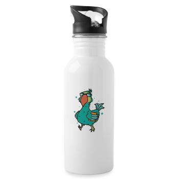 Dodo with a book bird from Mauritius - Water bottle with straw - white - Right