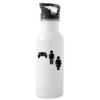 Videogames Gaming Zocken Gamer Gaming Controller - Trinkflasche mit integriertem Trinkhalm - Weiß - Rechts