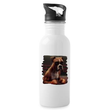 Boxer Hundebesitzer Hund Hunde Hunderasse Boxer - Trinkflasche mit integriertem Trinkhalm - Weiß - Rechts