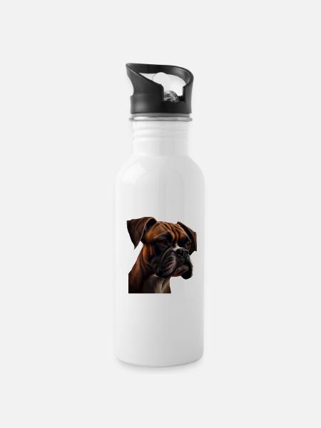 Boxer Dog Owner Dog Dogs Dog Breed Boxer - Gourde avec paille intégrée - blanc