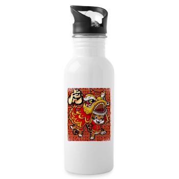 Year of the Tiger Lunar New Year Chinese - Water bottle with straw - white - Right