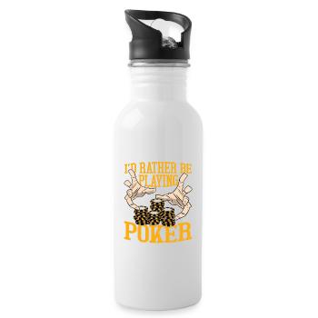 Je préfère jouer au poker Gambling Card Player - Gourde avec paille intégrée - blanc - Droite