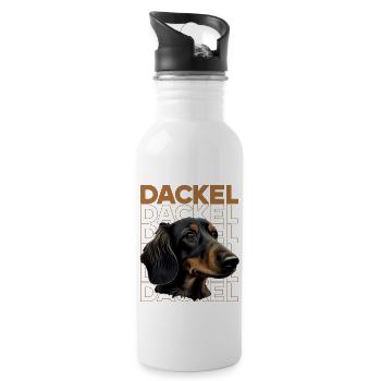Rauhaardackel Dachshund Hund Hunde Welpe Dackel - Trinkflasche mit integriertem Trinkhalm - Weiß - Rechts