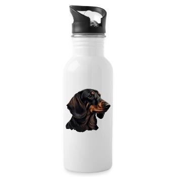 Rauhaardackel Dachshund Hund Hunde Welpe Dackel - Trinkflasche mit integriertem Trinkhalm - Weiß - Rechts