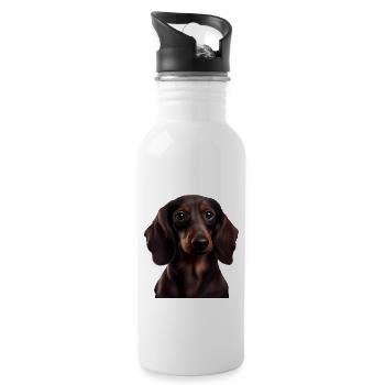 Rauhaardackel Dachshund Hund Hunde Welpe Dackel - Trinkflasche mit integriertem Trinkhalm - Weiß - Rechts