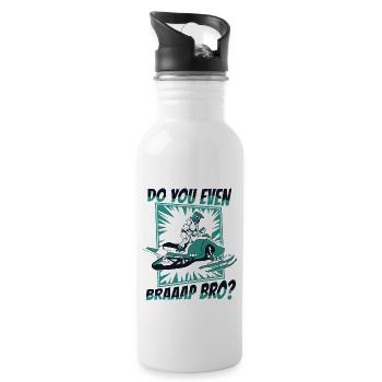 Do You Even Braaap Bro Motorschlitten Snowmobile - Trinkflasche mit integriertem Trinkhalm - Weiß - Rechts