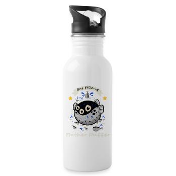 Puffer Fish - Lustiger Spruch - Trinkflasche mit integriertem Trinkhalm - Weiß - Rechts