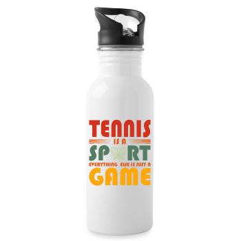 Funny Tennis Art Tennis Now Wine Lover Gift Idea - Water bottle with straw - white - Right