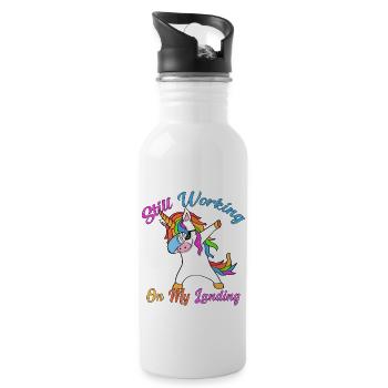 Ich arbeite immer noch an meiner Landung und tupfe das Einhorn - Trinkflasche mit integriertem Trinkhalm - Weiß - Rechts