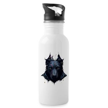 HUNDE DESIGN SPLASH ART I HUNDELIEBHABER - Trinkflasche mit integriertem Trinkhalm - Weiß - Rechts