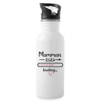 Mamman 2024 Loading Schwangerschaft Mutter Mutter - Trinkflasche mit integriertem Trinkhalm - Weiß - Rechts