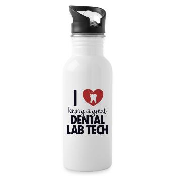 I love Dental Lab Tech Dental Laboratory Dental Laboratory - Water bottle with straw - white - Right