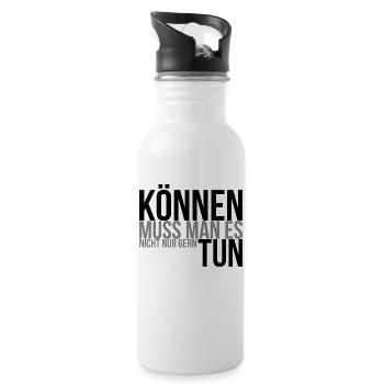 Können muss man es, nicht nur gern tun - Trinkflasche mit integriertem Trinkhalm - Weiß - Rechts